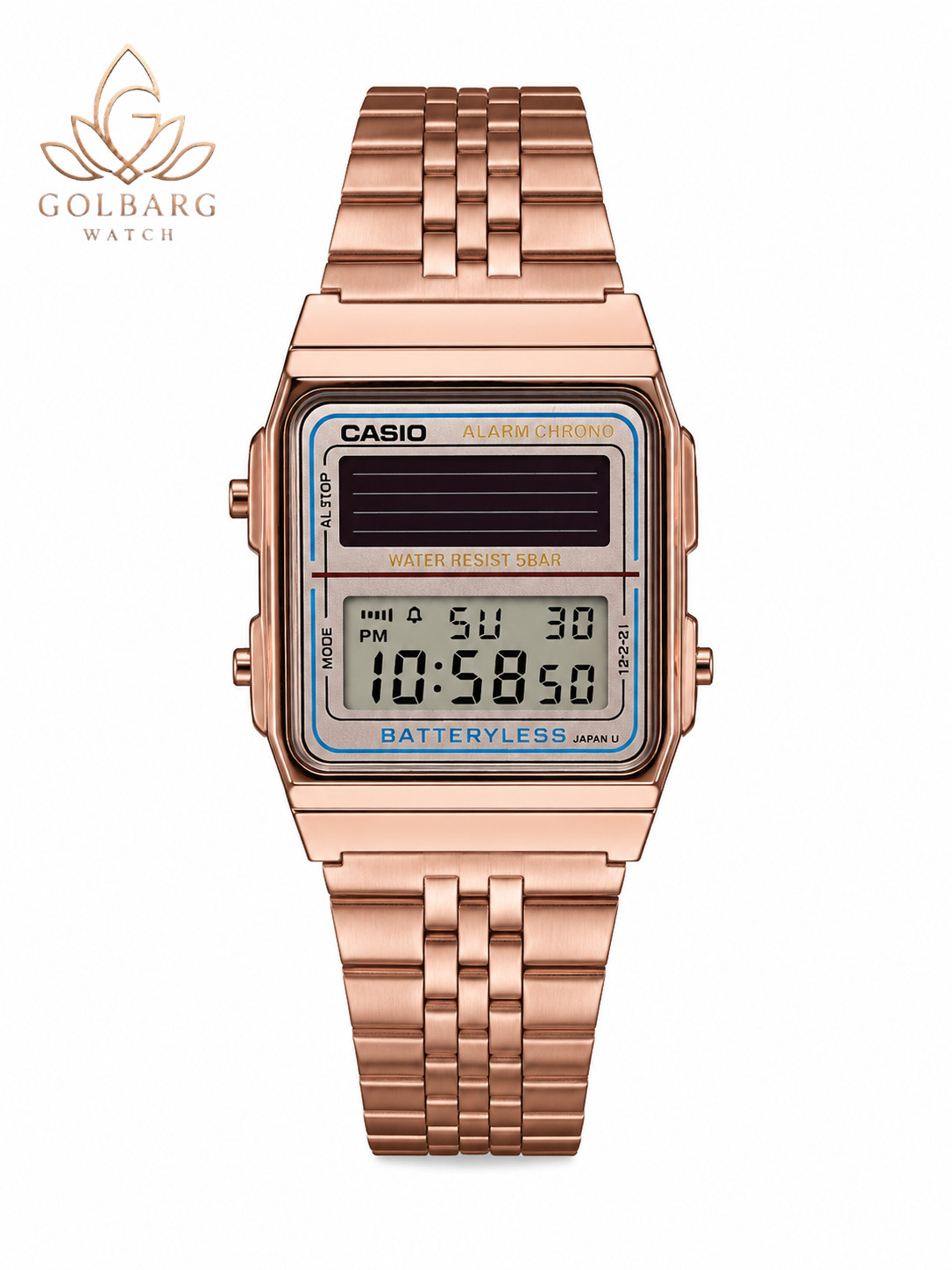 ساعت دیجیتال کاسیو Casio Batteryless رزگلد | کیفیت مستر
