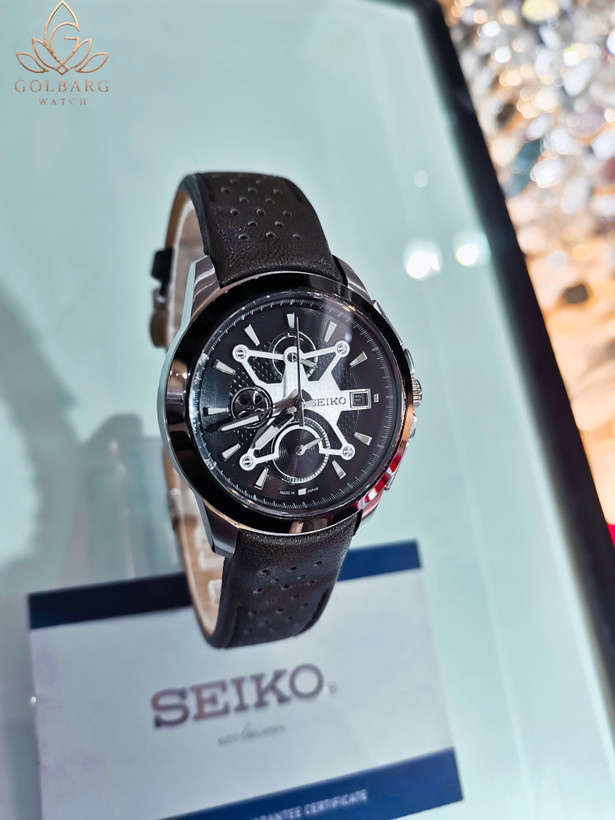 ساعت مچی زنانه Seiko صفحه مشکی بند چرمی
