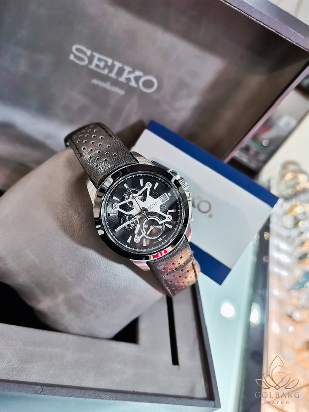 ساعت مچی زنانه Seiko صفحه مشکی بند چرمی