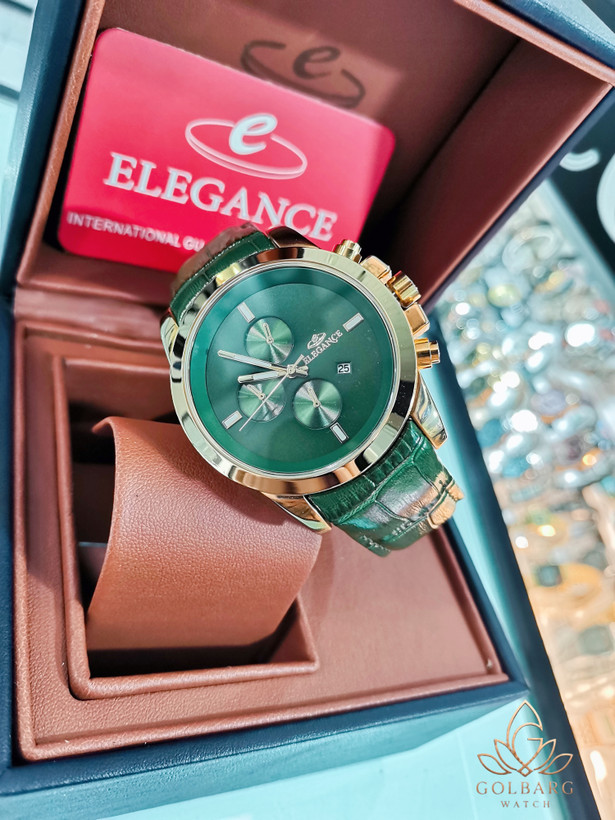 ساعت مردانه الگانس امپایر Elegance Empire کرنوگراف سبز و طلایی