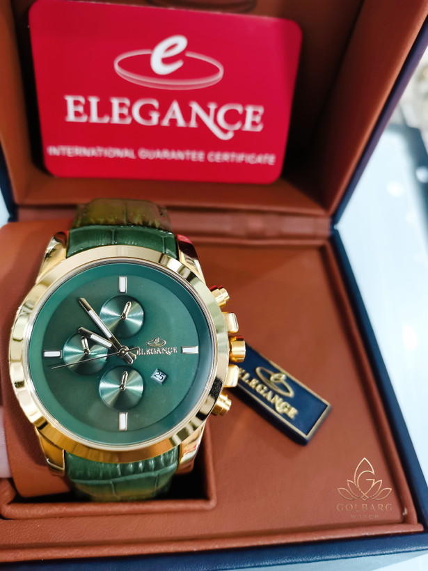 ساعت مردانه الگانس امپایر Elegance Empire کرنوگراف سبز و طلایی
