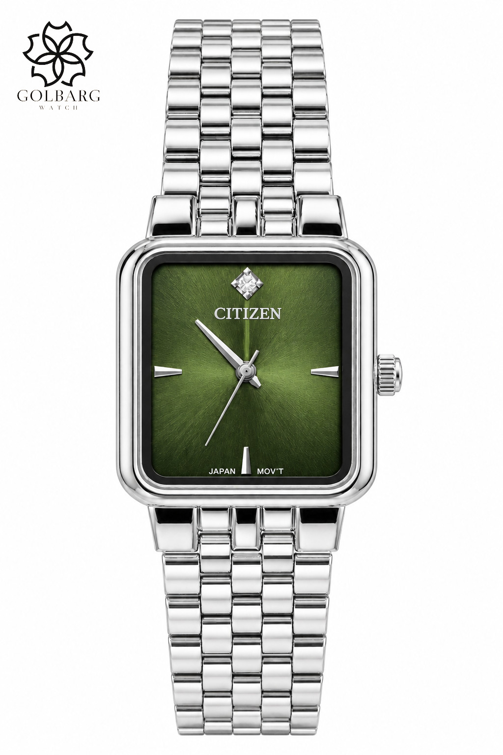 ساعت مچی زنانه سیتیزن Citizen صفحه سبز بند استیل کیفیت مستر