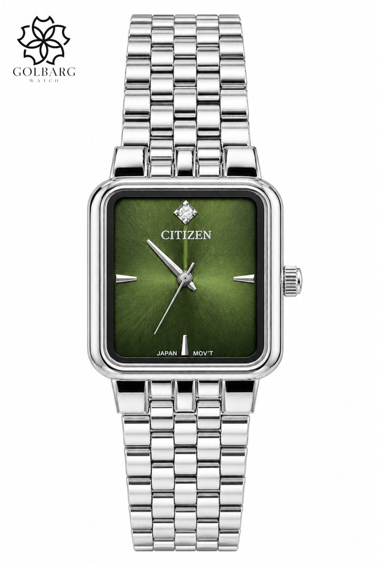 ساعت مچی زنانه سیتیزن Citizen صفحه سبز بند استیل کیفیت مستر