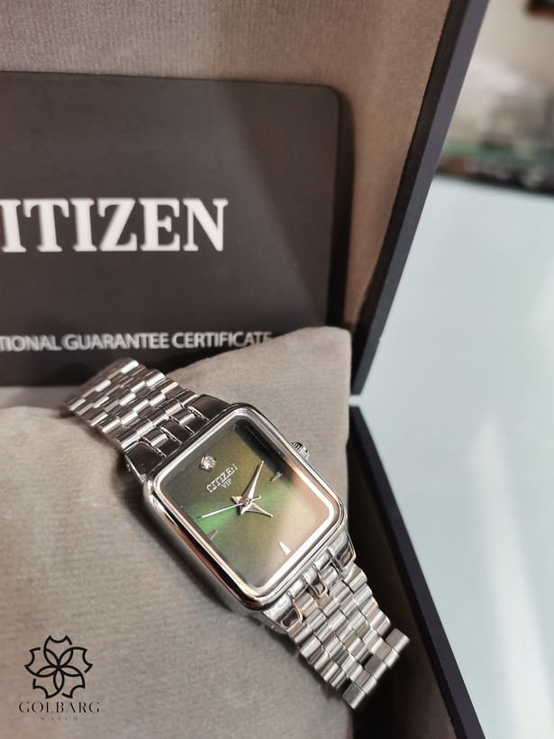 ساعت مچی زنانه سیتیزن Citizen صفحه سبز بند استیل کیفیت مستر