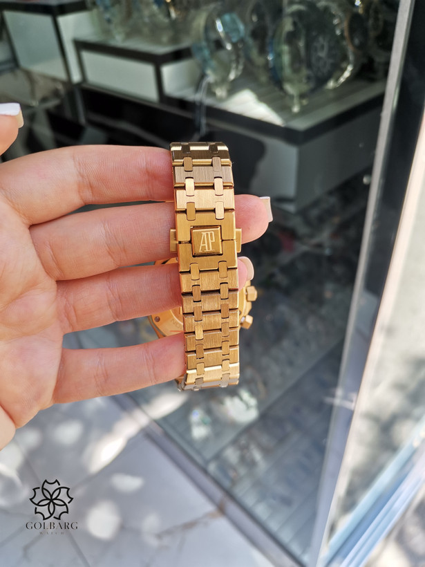 ساعت مردانه Royal Oak Leo Messi صفحه آبی طلایی موتور ژاپنی ضدآب
