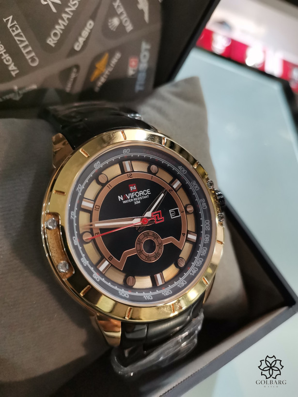 ساعت مردانه نیوی فورس NAVIFORCE NF9110 مشکی رزگلد کیفیت مستر کوارتز ضد آب