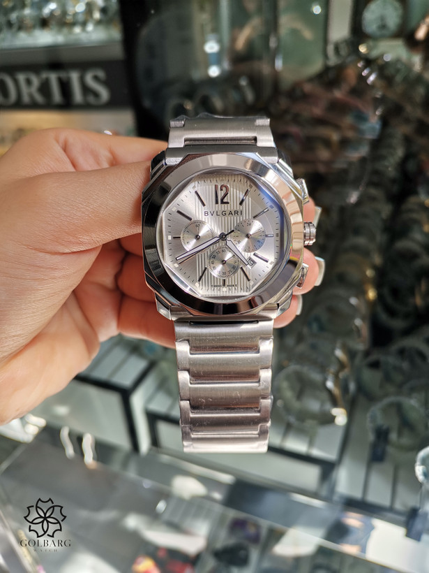 ساعت مردانه بولگاری کرنوگراف استیل کوارتز | Bvlgari
