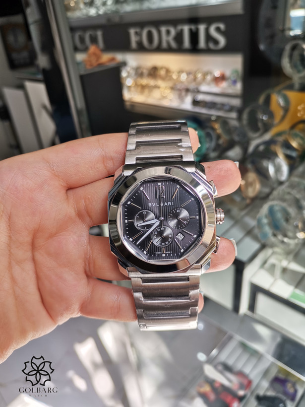 ساعت مردانه بولگاری کرنوگراف استیل کوارتز | Bvlgari