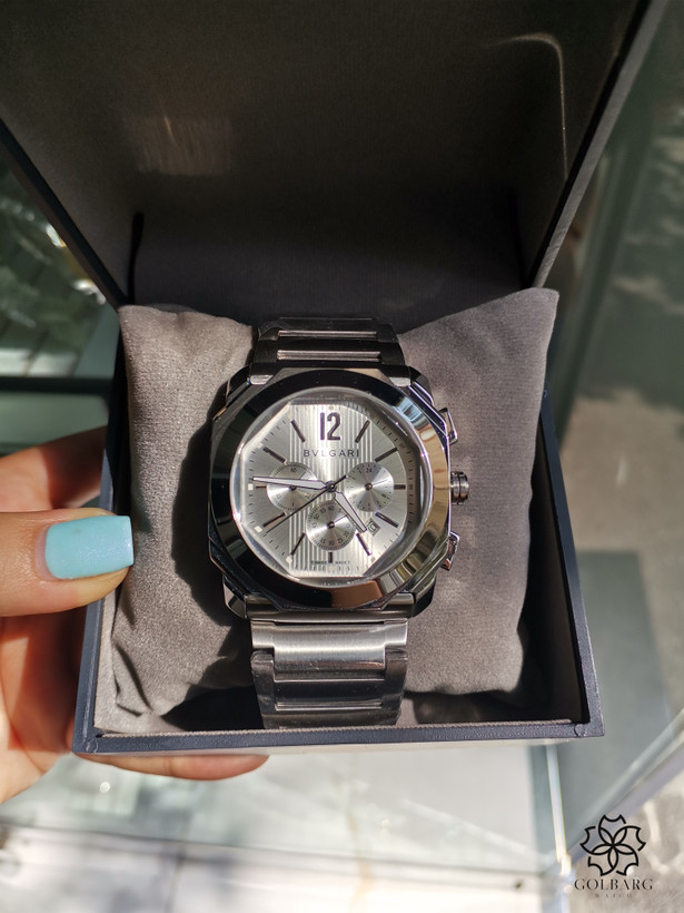 ساعت مردانه بولگاری کرنوگراف استیل کوارتز | Bvlgari