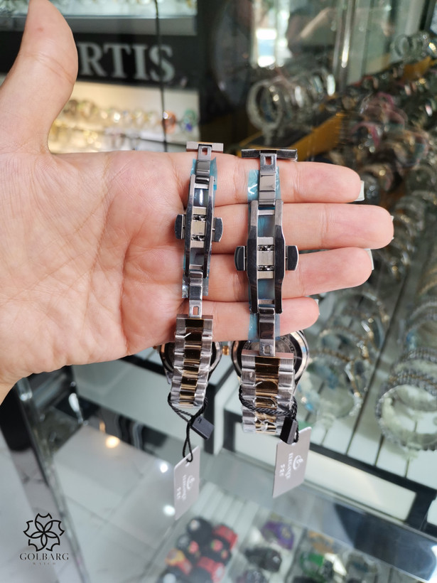 ست ساعت الگانس پاریس زنانه و مردانه استیل دو رنگ طلایی نقرهای