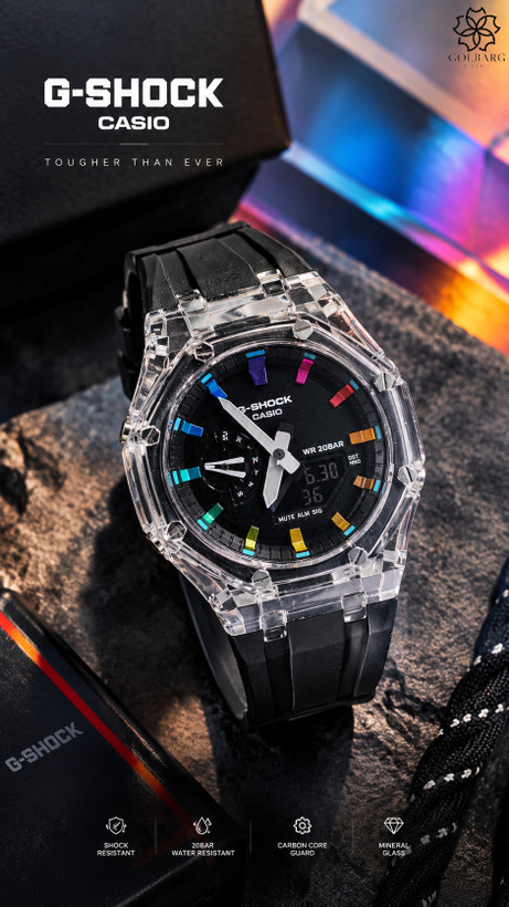 ساعت G-SHOCK کاسیو مدل 5611 طرح GA-2100 شفاف رینبو