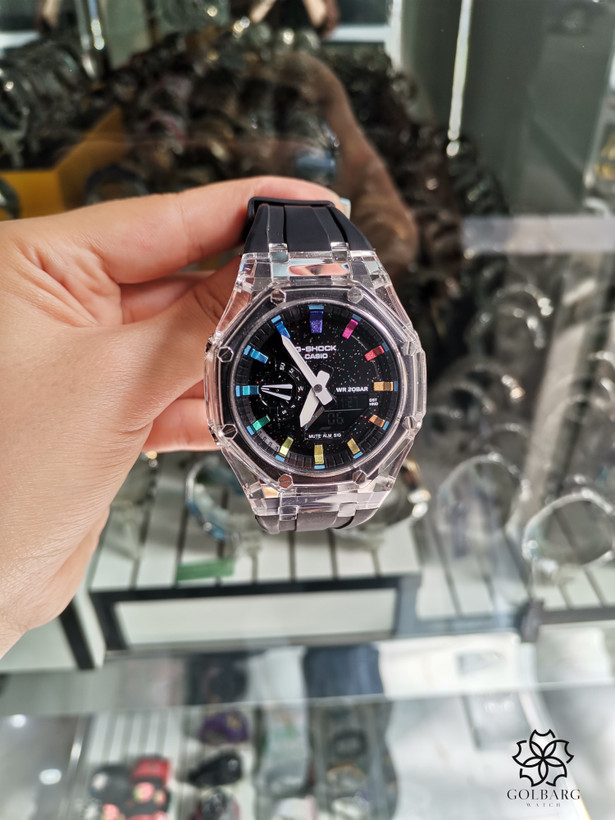 ساعت G-SHOCK کاسیو مدل 5611 طرح GA-2100 شفاف رینبو