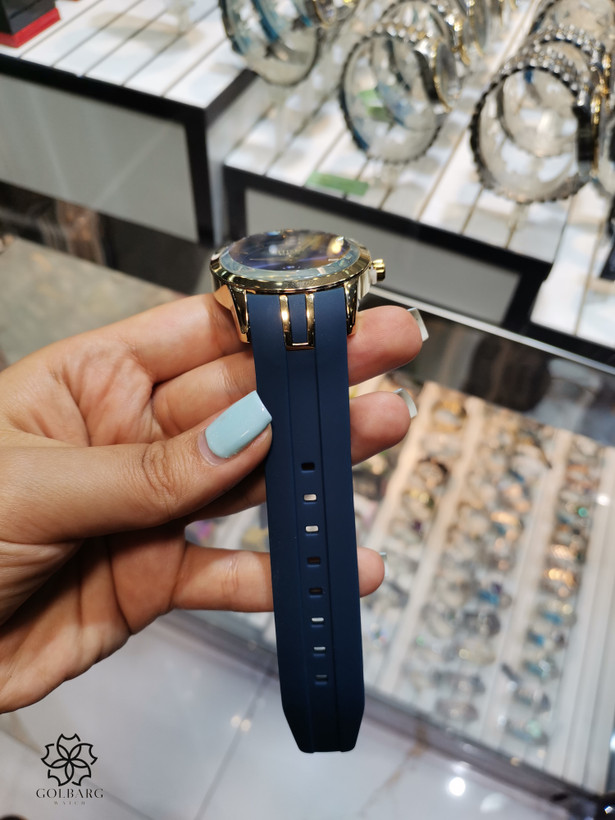 ساعت مچی مردانه سیتیزن Citizen Eco-Drive صفحه آبی بند آبی قاب طلایی