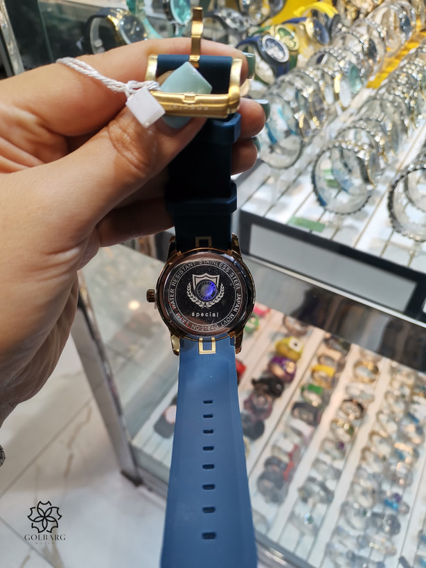 ساعت مچی مردانه سیتیزن Citizen Eco-Drive صفحه آبی بند آبی قاب طلایی