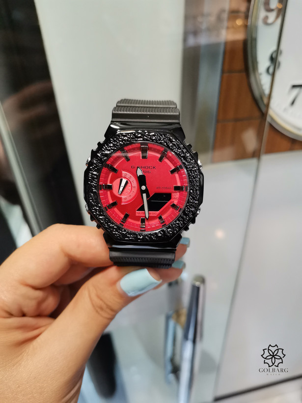 ساعت مچی مردانه G-SHOCK عقربهای دیجیتال مشکی قرمز | بند رابر